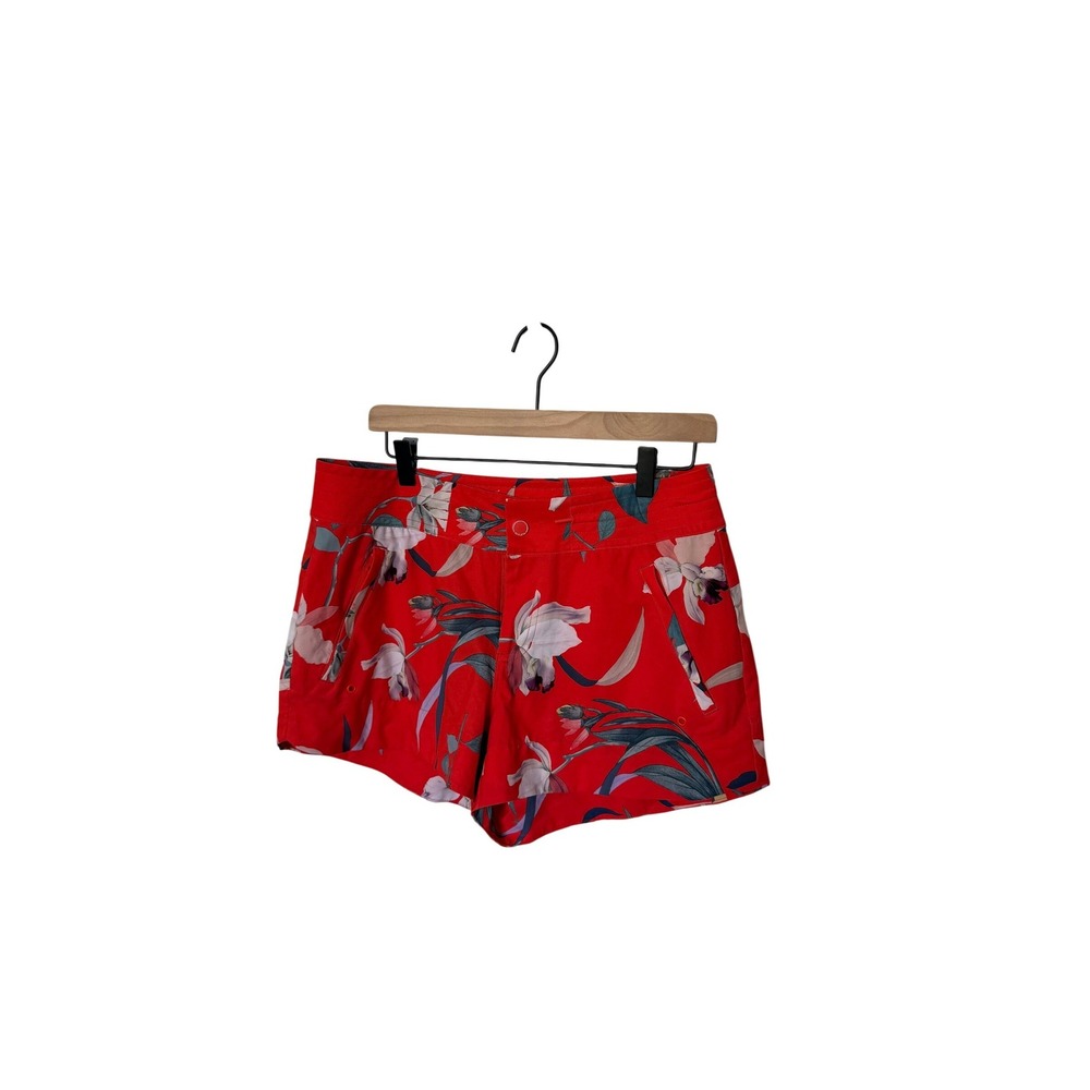 Athleta Red Floral Tropical Orchid Shorts Size 8 S/210280-04